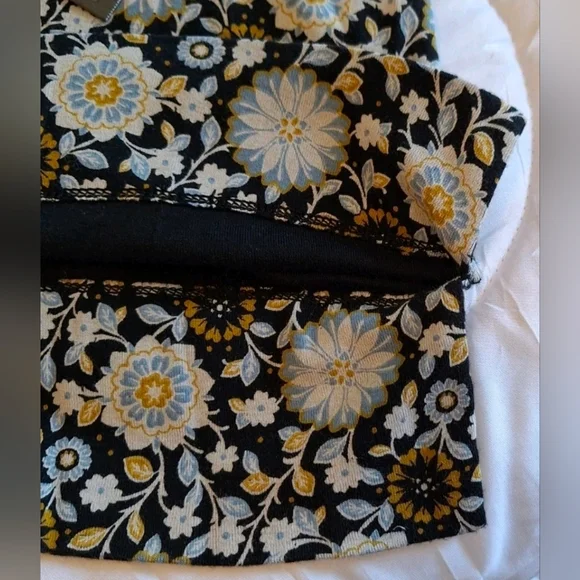 J Jill Shirt Top Black Floral Pima Cotton Size 3X V Neck, Long Sleeve Tee - Picture 7 of 9
